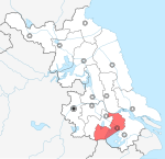 Wuxi locator map in Jiangsu